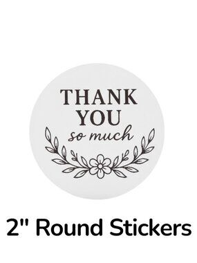 200 White 2inch Minimalist Thank You Stickers Matte Small Business Packaging